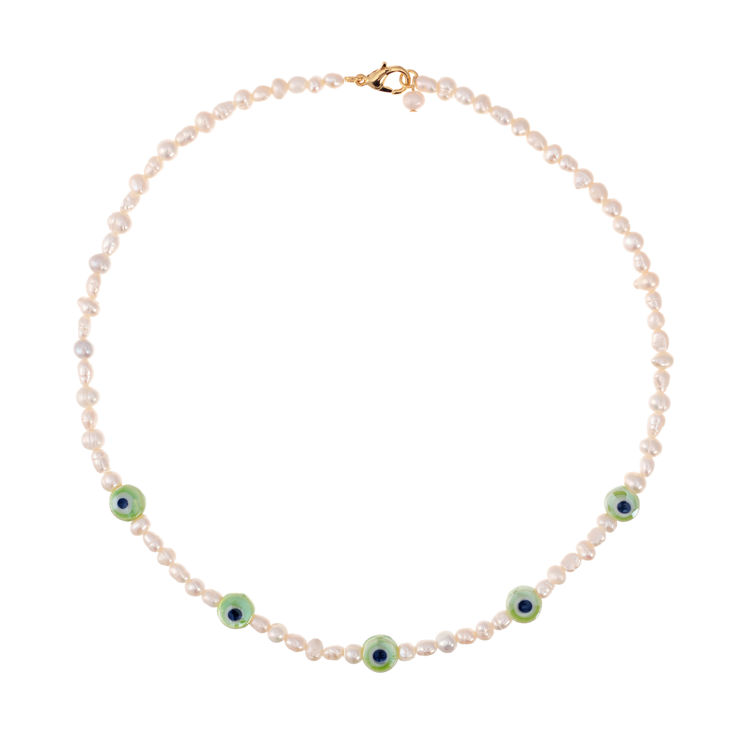 Talis Chains Evil Eye Pearl Choker Lime