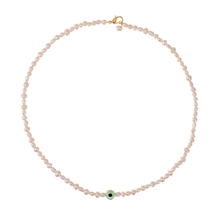 Evil Eye Pearl Necklace - Lime