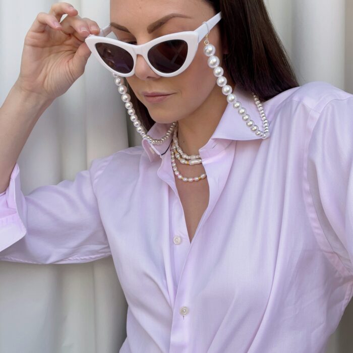 Pearl XL Sunglasses Chain- White - Image 3