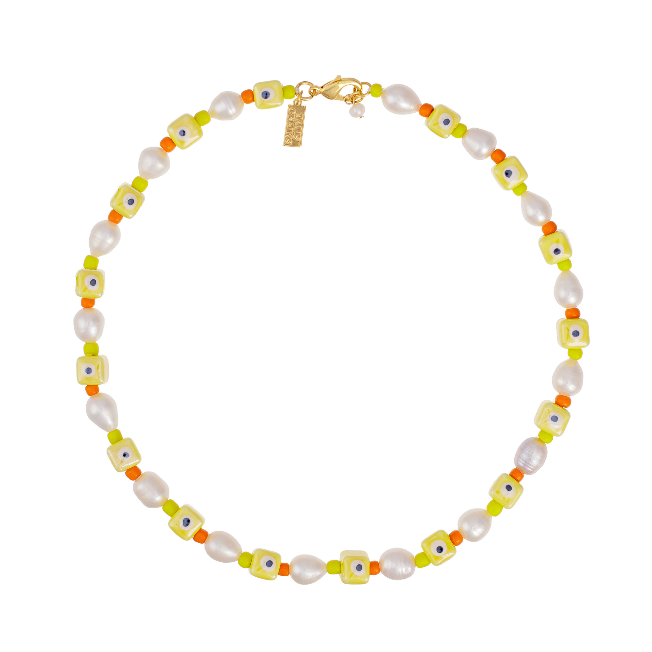Evil Eye Pearl Necklace Yellow £95