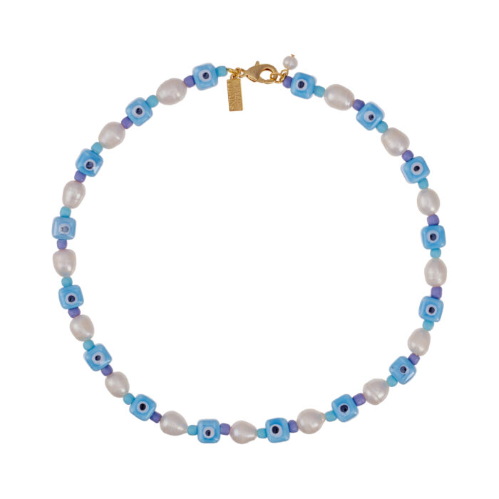 Eye Spy Pearl Necklace- Blue