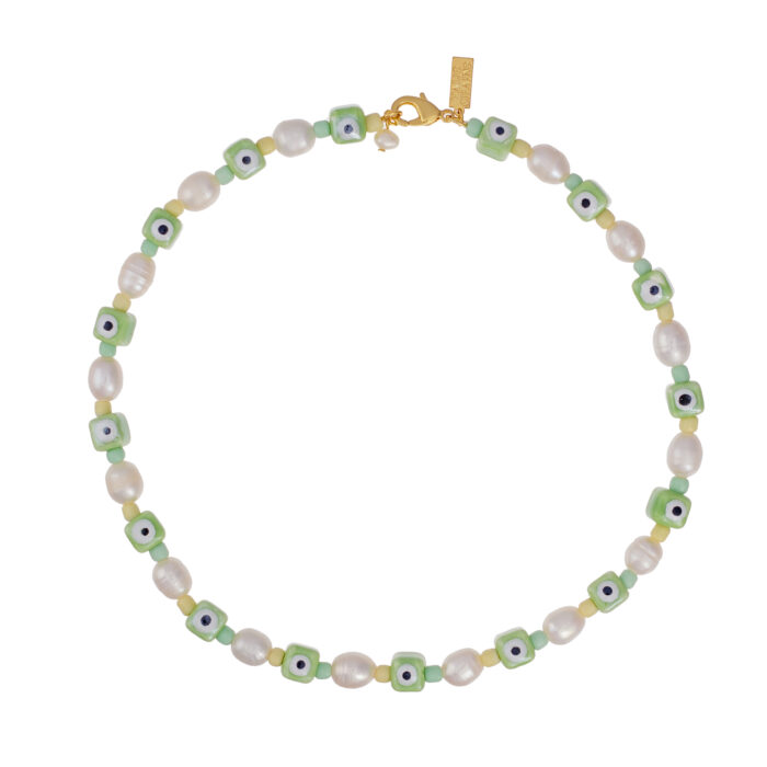 Eye Spy Pearl Necklace- Mint