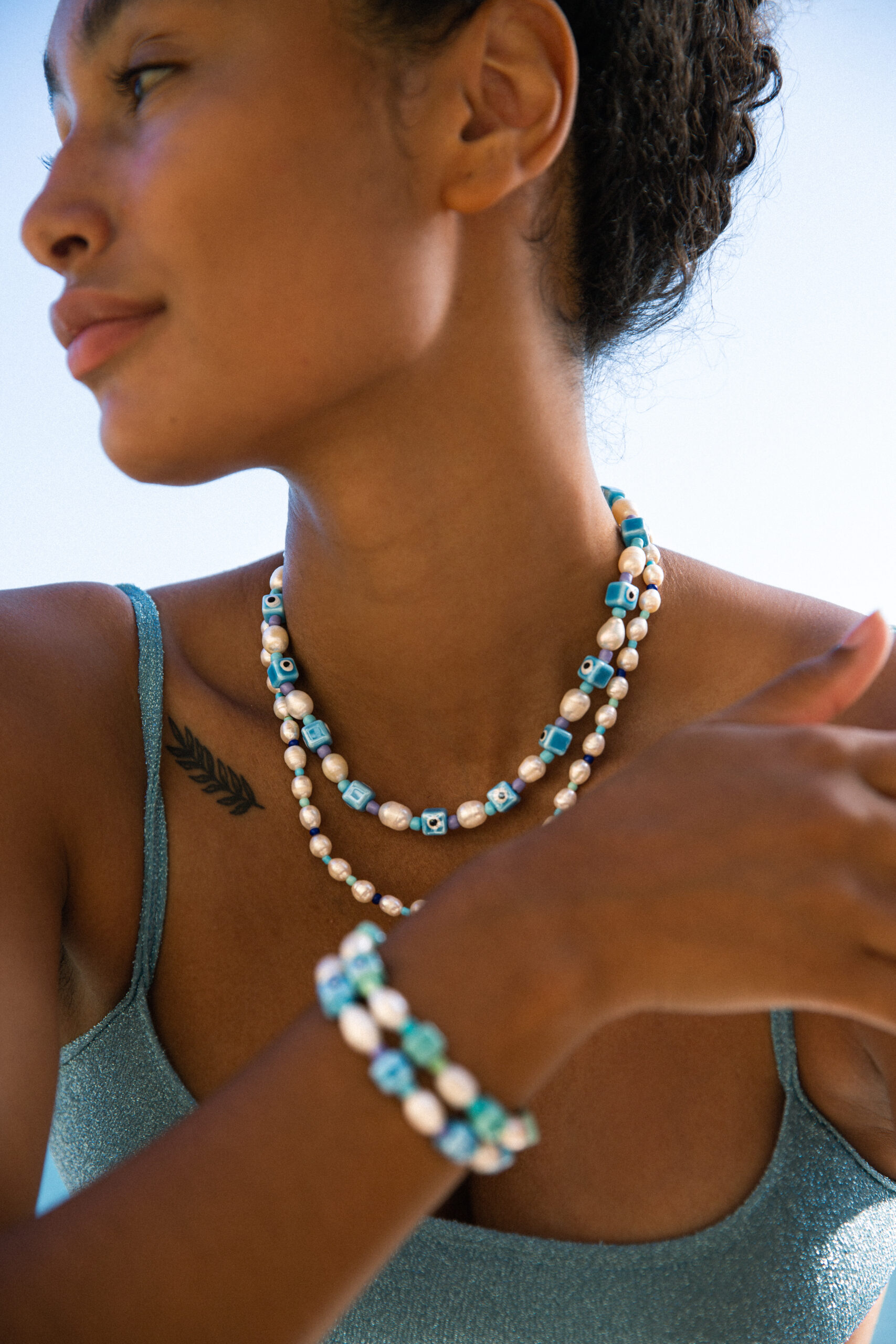 Eye Spy Pearl Bracelet- Blue - Image 2