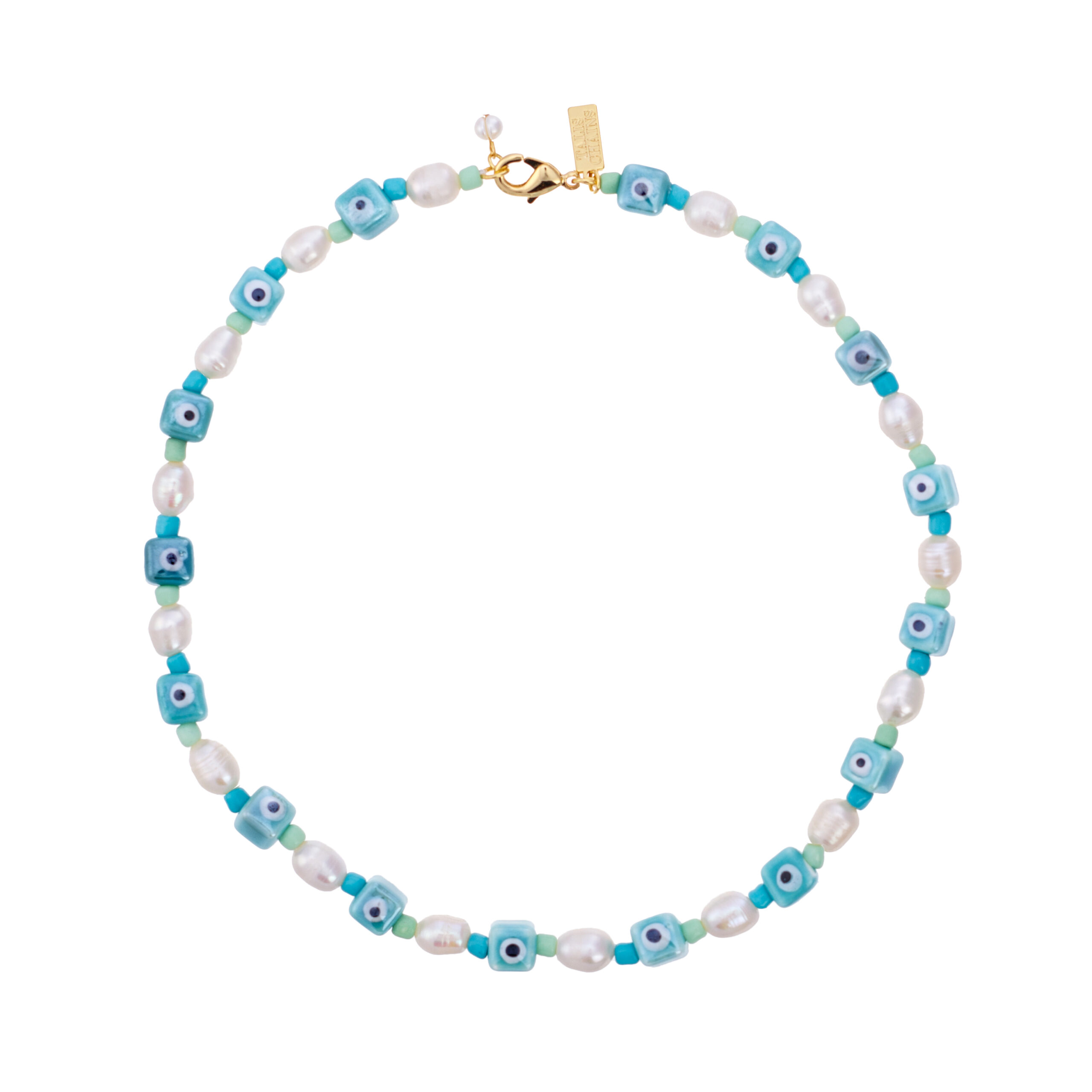 Talis Chains Eye Spy Pearl Necklace Aqua £95