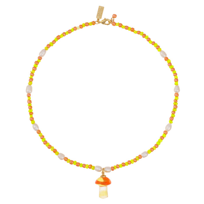 Mushroom Pearl Necklace- Orange