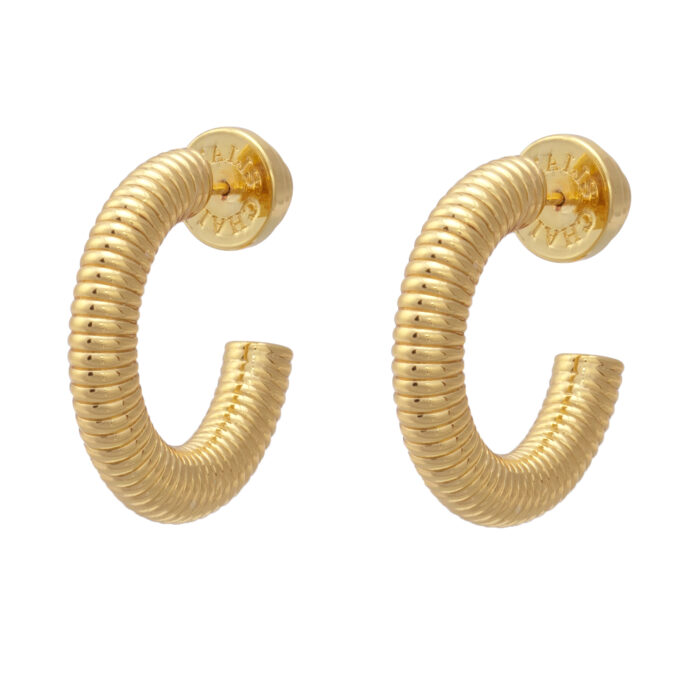 Ridge Hoop Earrings- Gold - Image 3