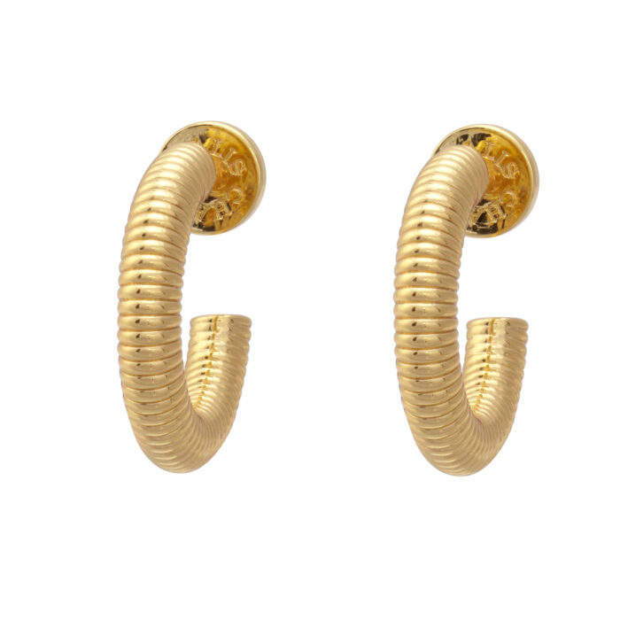 Ridge Hoop Earrings- Gold