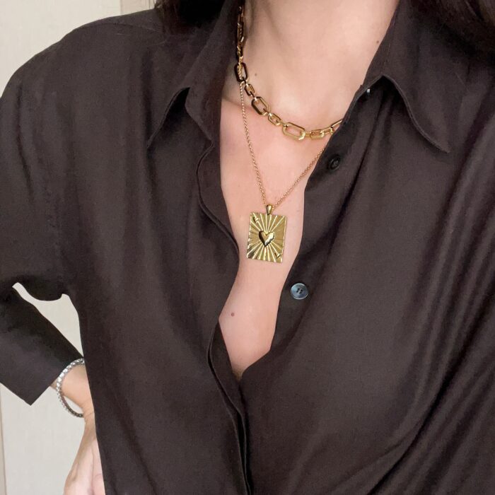 Heart On My Sleeve Pendant Necklace  - Gold - Image 4