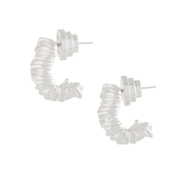 Textured Nugget Earrings- Silver - Image 3
