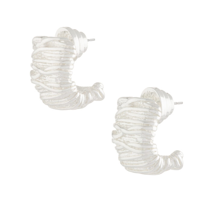 Textured Nugget Earrings- Silver - Image 2