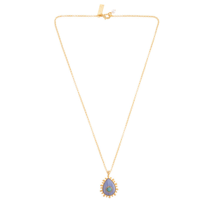 Pear Shaped Evil Eye Pendant Necklace- Blue Lace - Image 2