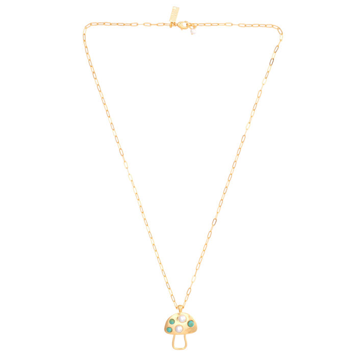 Mushroom Pendant Necklace- Turquoise - Image 2