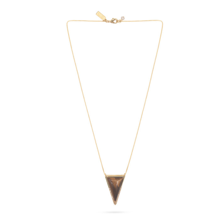 Triangle Pendant Necklace- Tiger Eye - Image 2