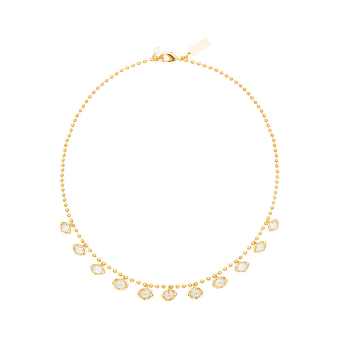 Cubic Zirconia Drop Choker- Gold