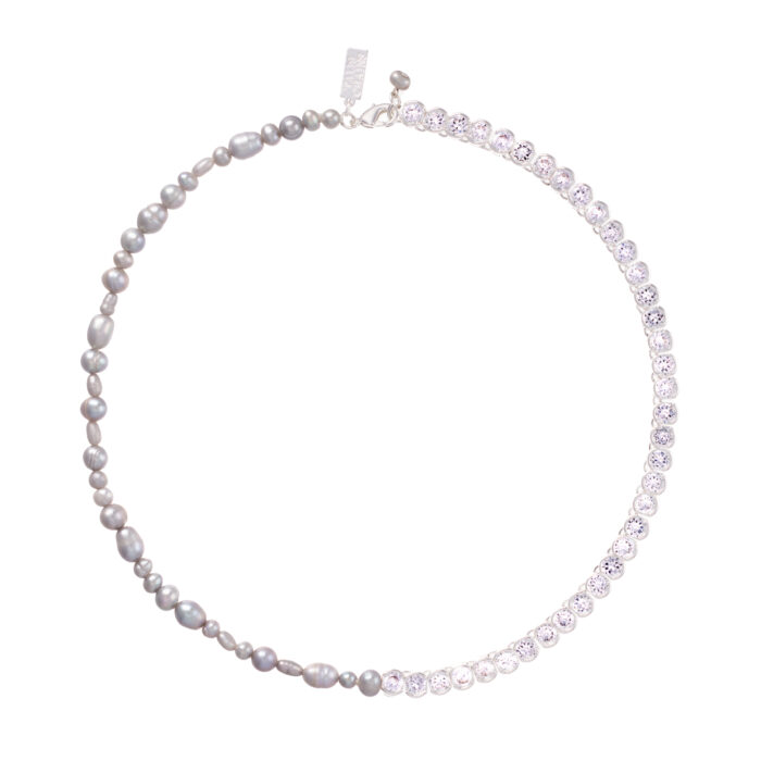 Pearl Necklace DUO- Cubic Zirconia Silver