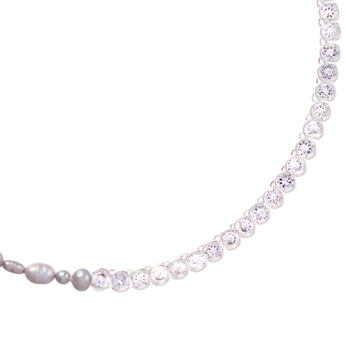 Pearl Necklace DUO- Cubic Zirconia Silver - Image 2