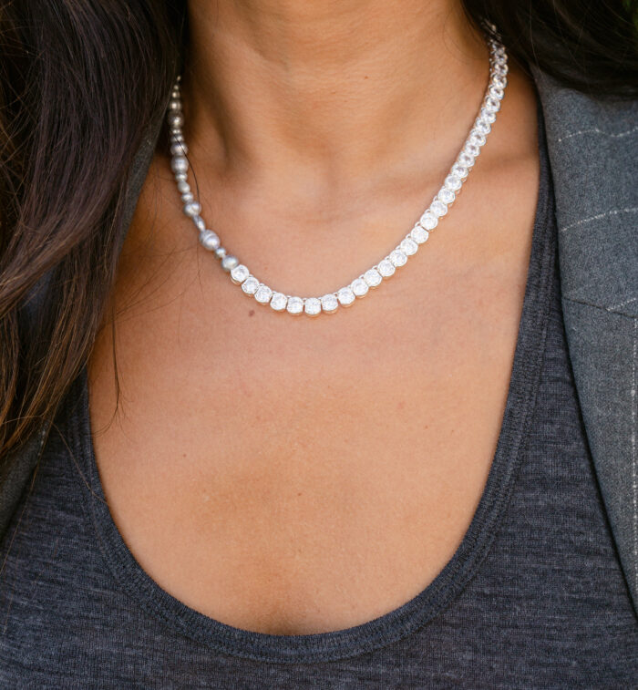 Pearl Necklace DUO- Cubic Zirconia Silver - Image 4