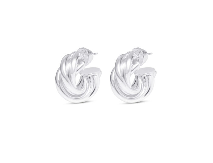 Chunky Twist Hoops- Silver