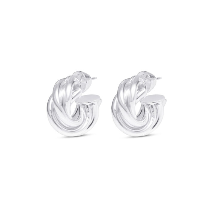 Chunky Twist Hoops- Silver