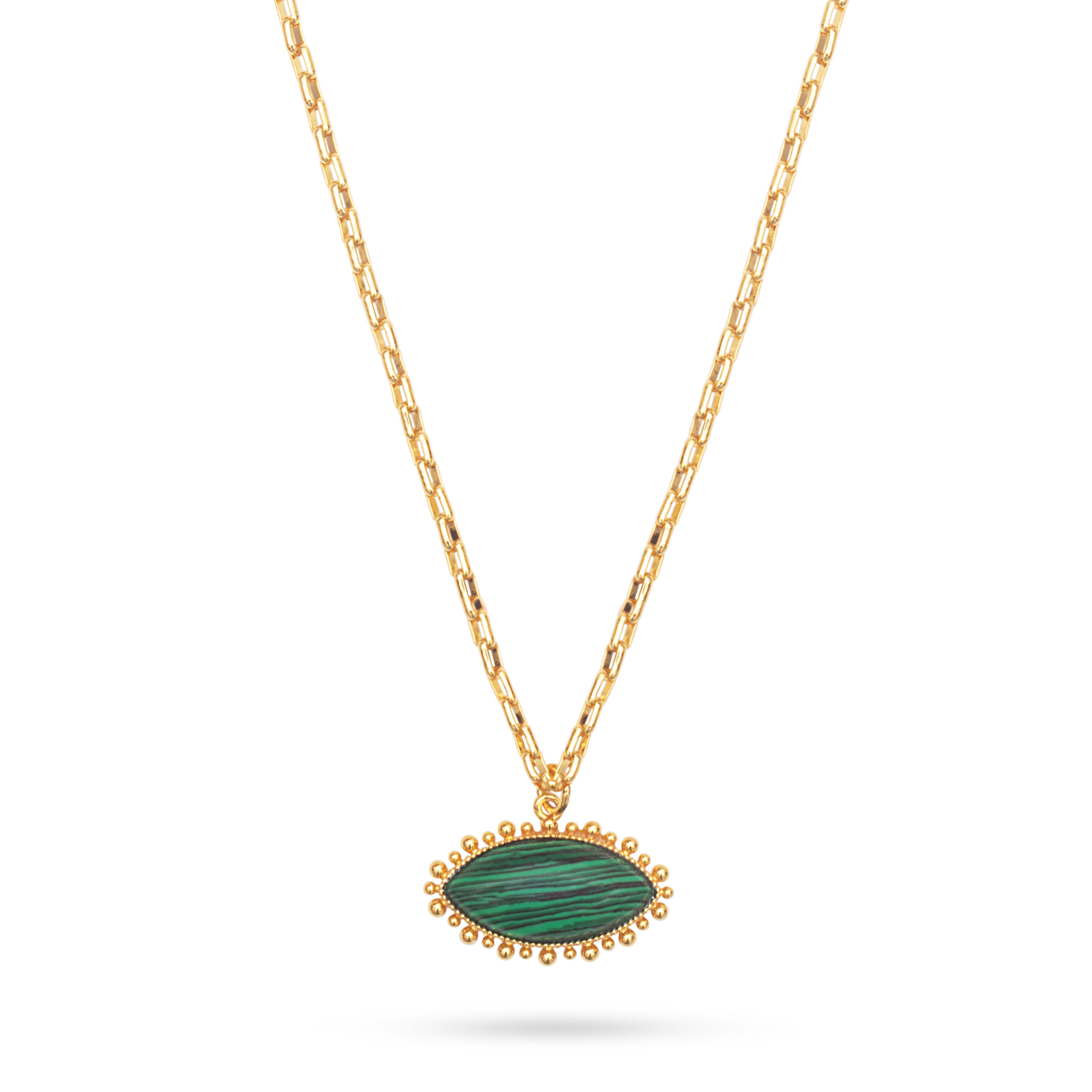 Malachaite Eye Pendant Necklace