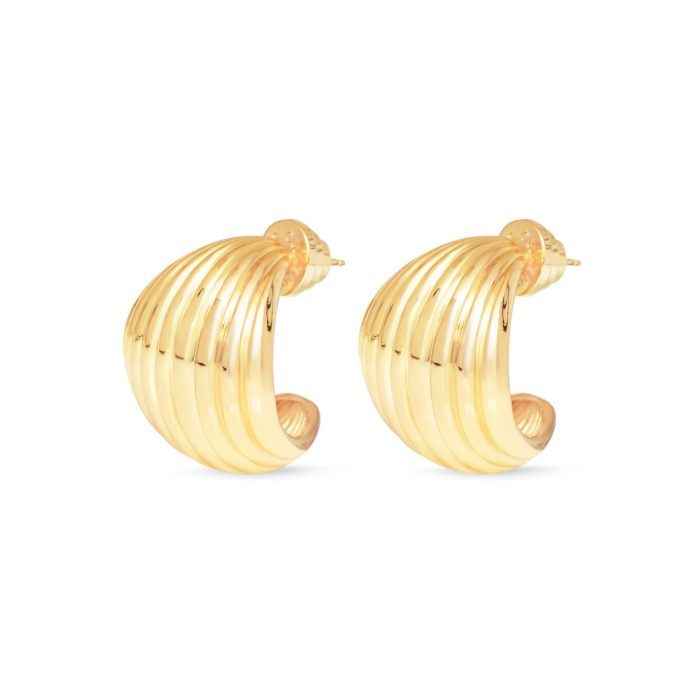 Ridged-fan-Hoops--Gold-