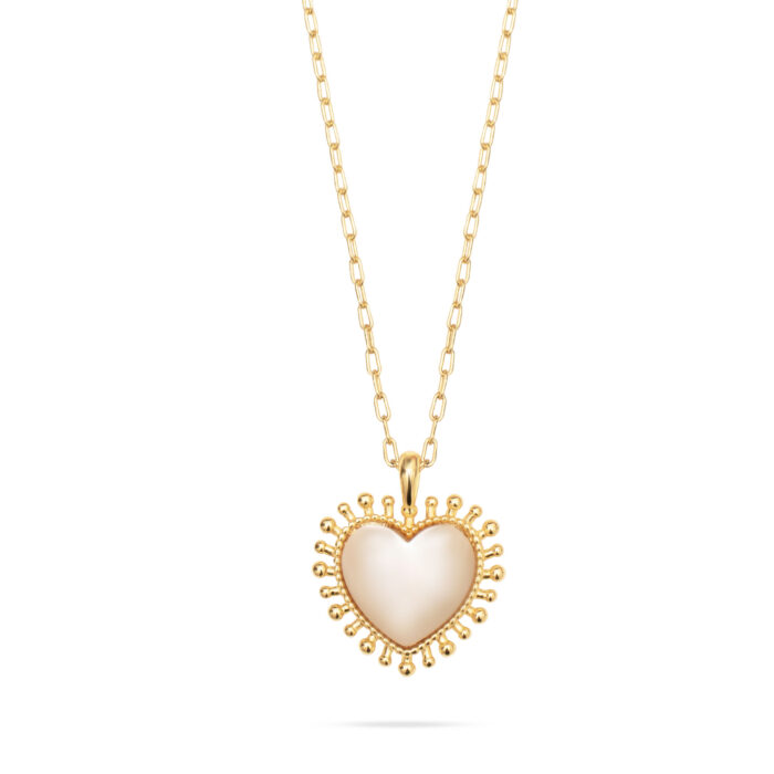 Mini Heart Pendant Necklace- Mother of Pearl