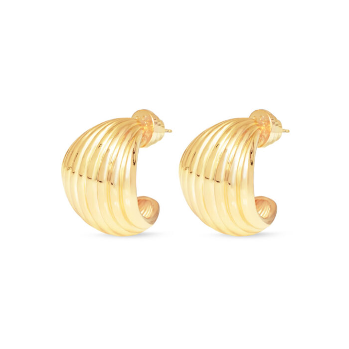 Ridged Fan Hoops- Gold