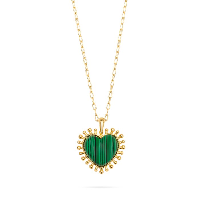 Mini-Heart-Pendant-Necklace--Malachite