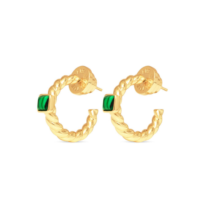 Everyday Twist Hoops- Malachite
