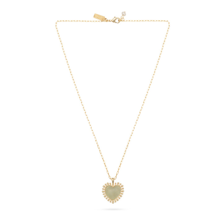 Mini Heart Pendant Necklace- Lime Jade - Image 2