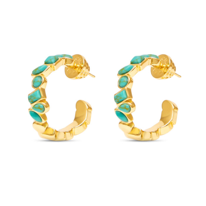 Deconstructed Hoops- Turquoise