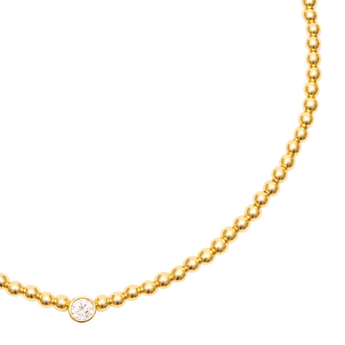 Beaded Gold Necklace- CZ - Image 2