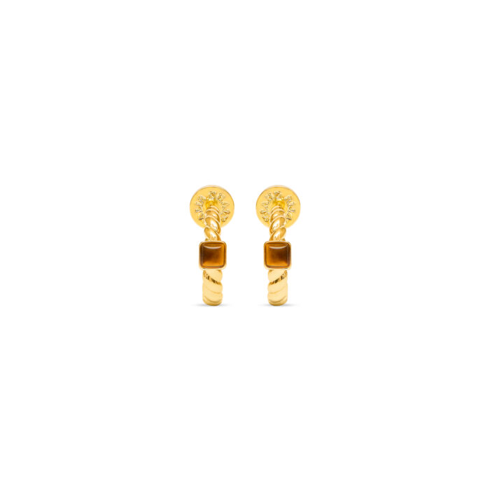 Everyday Twist Hoops- Tiger's Eye - Image 2