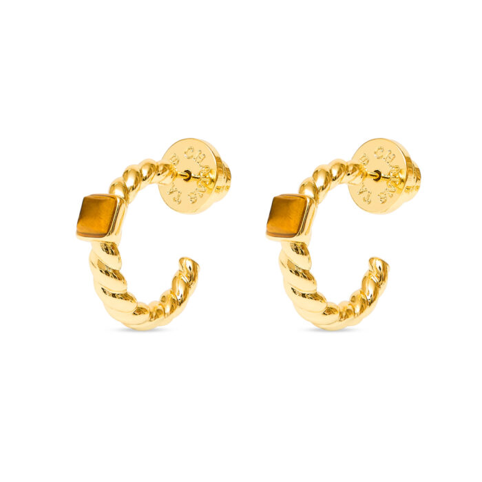 Everyday Twist Hoops- Tiger's Eye