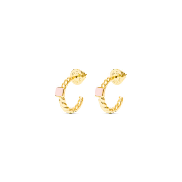 Everyday Twist Hoops- Rose Quartz