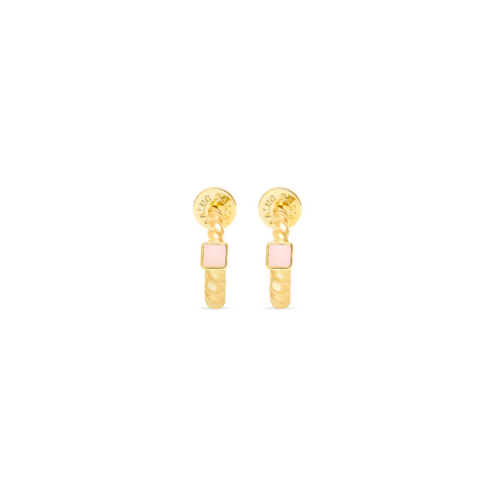 Everyday Twist Hoops- Rose Quartz - Image 2