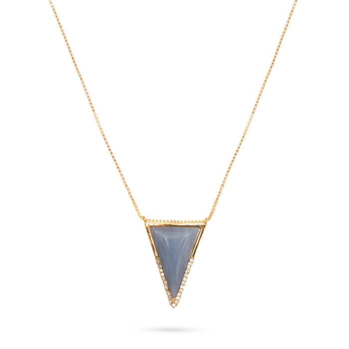 Triangle Pendant Necklace- Blue Lace