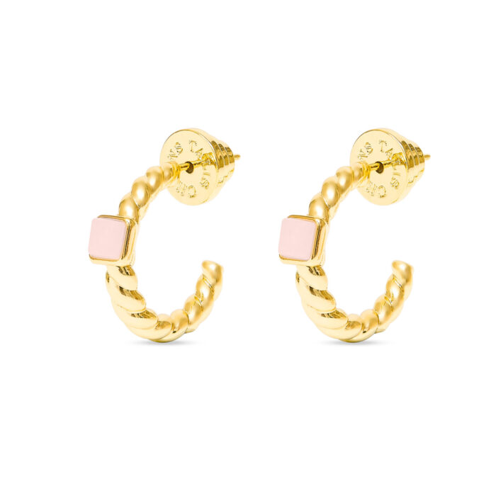 Everyday Twist Hoops- Rose Quartz