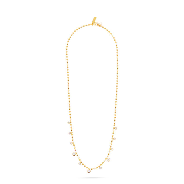 Ball Chain Necklace- CZ Drops - Image 2