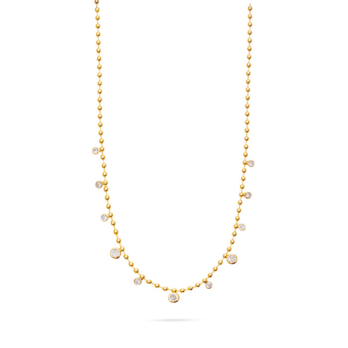 Ball Chain Necklace- CZ Drops