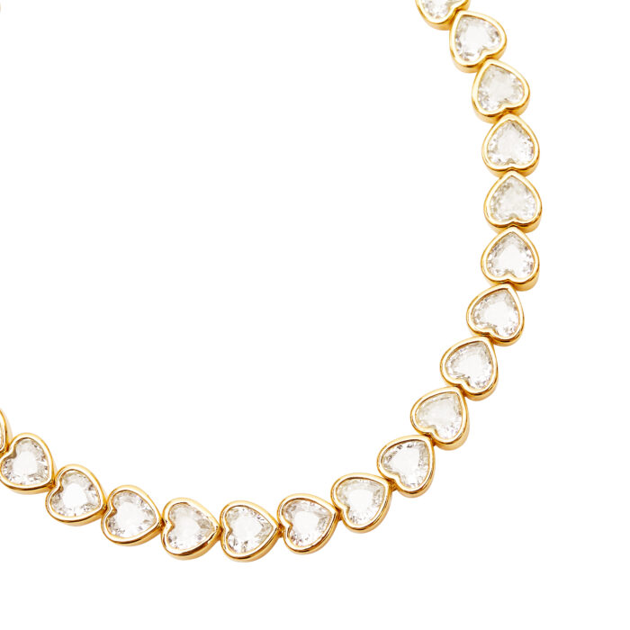 Hearts Tennis Bracelet- Gold - Image 2