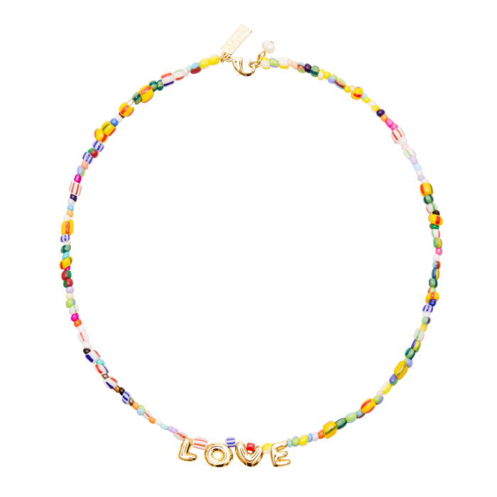 Beaded LOVE Necklace- Multi