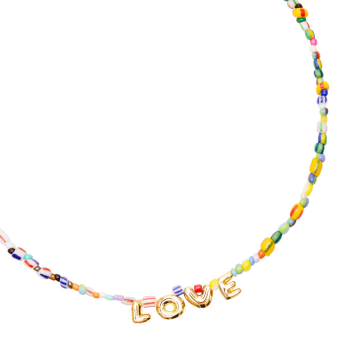 Beaded LOVE Necklace- Multi - Image 2