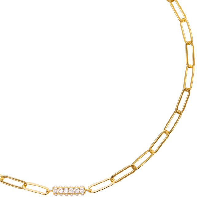 Paper Clip Choker- Pearl/ Cubic Zirconia - Image 2