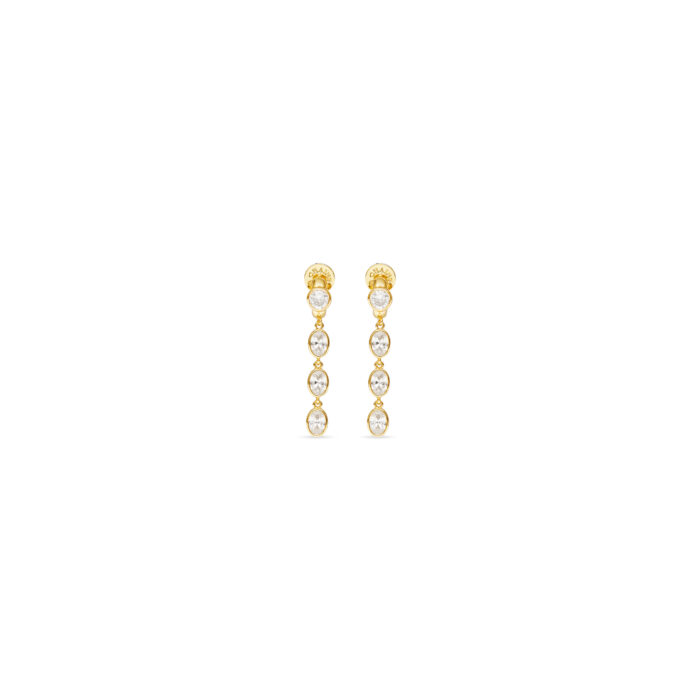 CZ Three Drop Huggies Earrings- Gold