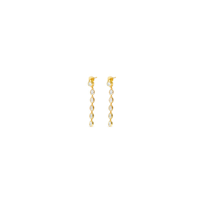 CZ Five Drop Huggie Earrings - Gold - Image 2