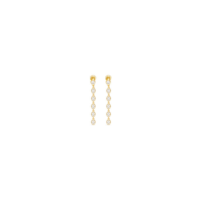 CZ Five Drop Huggie Earrings - Gold