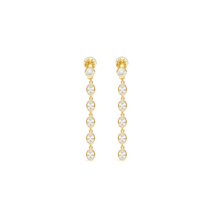 CZ Five Drop Huggie Earrings - Gold