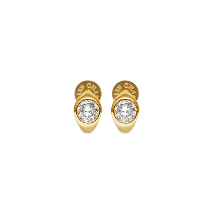 CZ Stud Huggie Earrings- Gold