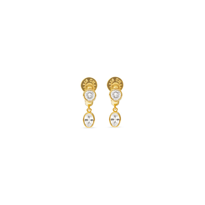 CZ One Drop Huggie Earrings- Gold